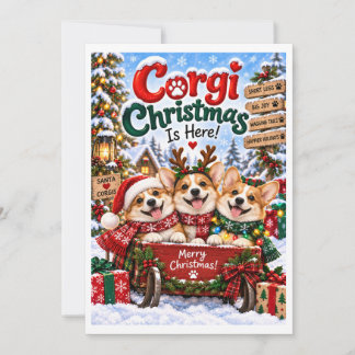 Rolig Corgi Jul Här Julkort