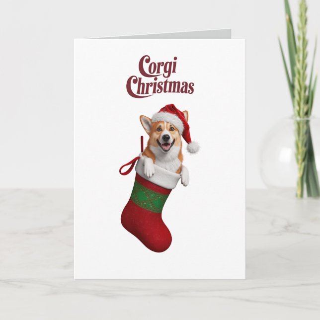 Rolig Corgi Jul Holiday Helgkort (Framsida)