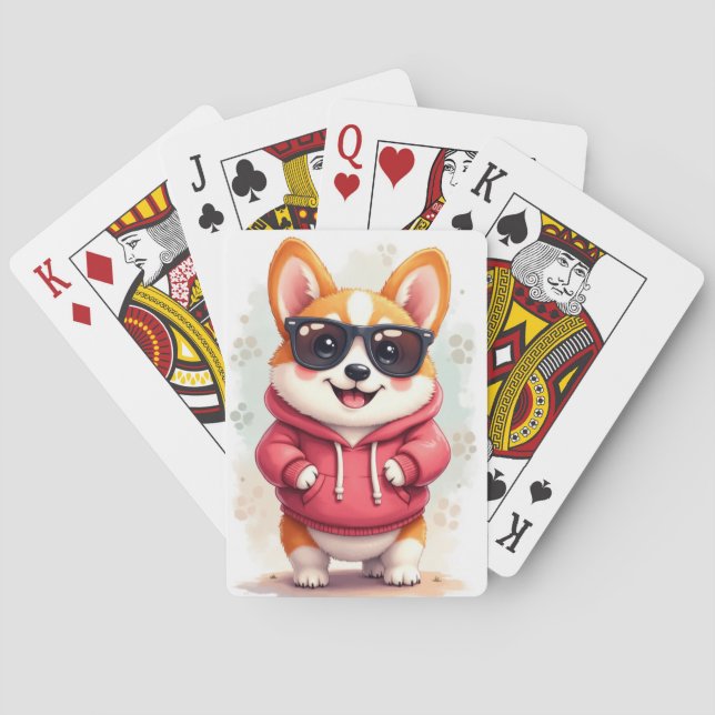 Rolig Corgi Kawaii Hund Casinokort (Baksidan)