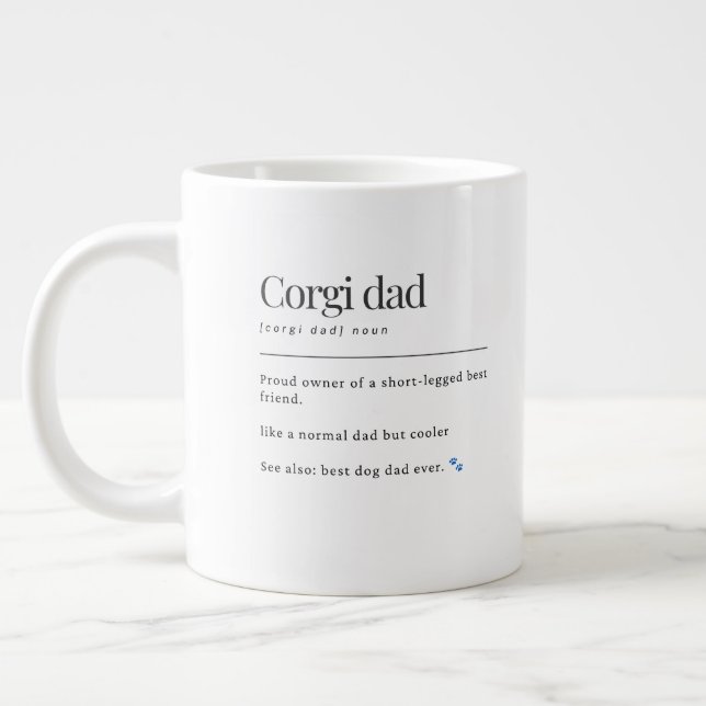 Rolig Corgi Pappa Definition Lexikon Stil Present  Jumbo Mugg (Vänster)