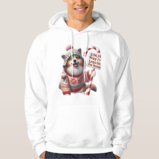 Rolig Corgi/Pomeranian Hund i Tröja: "Snöväder!" Hoodie
