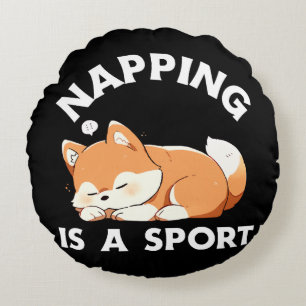 Rolig Corgi Slummer Är En Sport Hund Älskare Rund Kudde