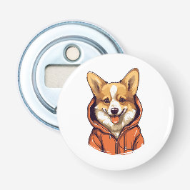 Rolig Corgi som bär Hoodie Flasköppnare