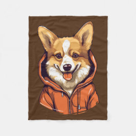 Rolig Corgi som bär Hoodie Fleecefilt