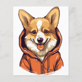 Rolig Corgi som bär Hoodie Flygblad