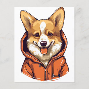 Rolig Corgi som bär Hoodie Flygblad