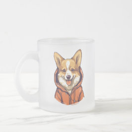Rolig Corgi som bär Hoodie Frostad Glasmugg