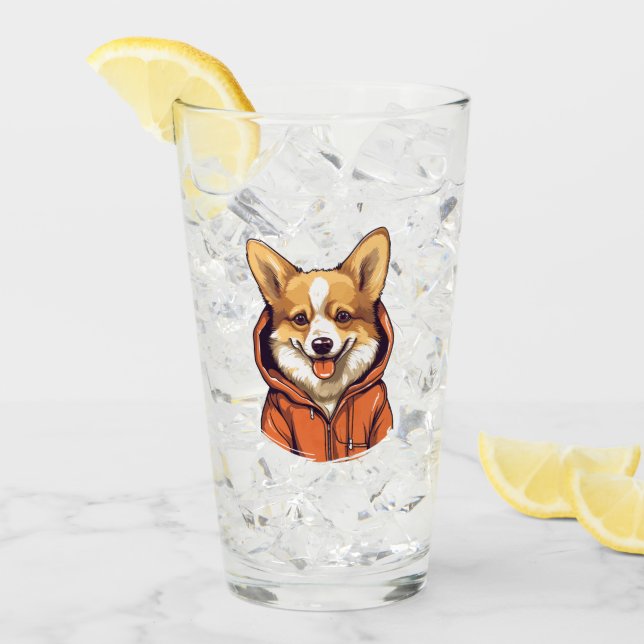 Rolig Corgi som bär Hoodie Glaskopp (Framsida Ice)