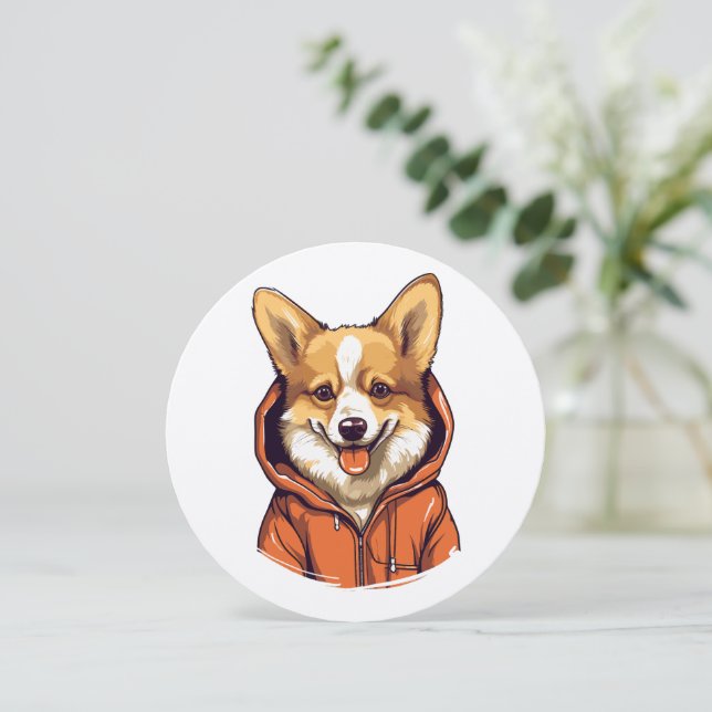 Rolig Corgi som bär Hoodie Inbjudningar (Stående Fram)