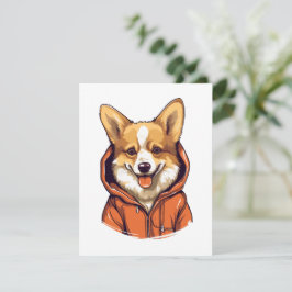 Rolig Corgi som bär Hoodie Julkort
