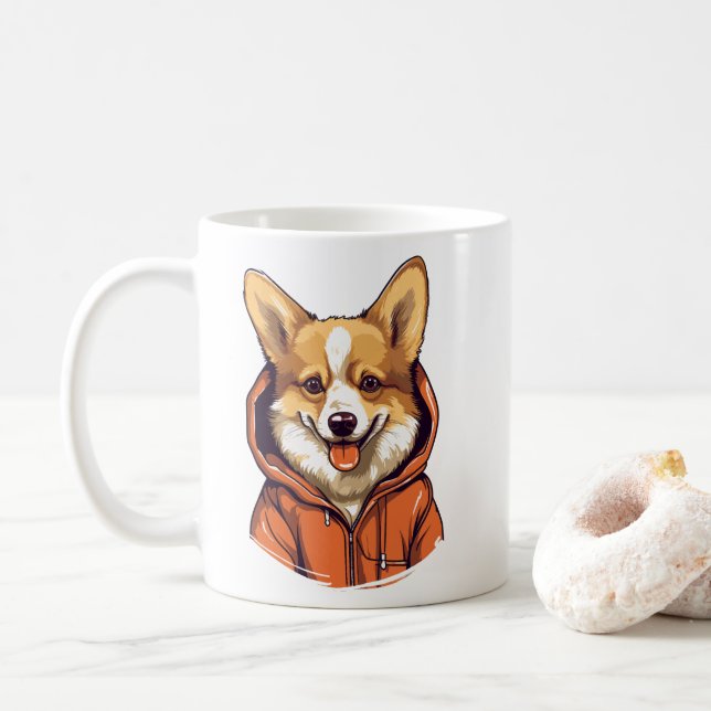 Rolig Corgi som bär Hoodie Kaffemugg (Med munk)