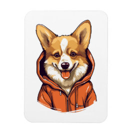 Rolig Corgi som bär Hoodie Magnet