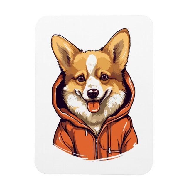Rolig Corgi som bär Hoodie Magnet (Vertikal)