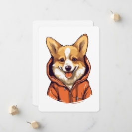 Rolig Corgi som bär Hoodie Meddelande