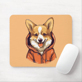 Rolig Corgi som bär Hoodie Musmatta