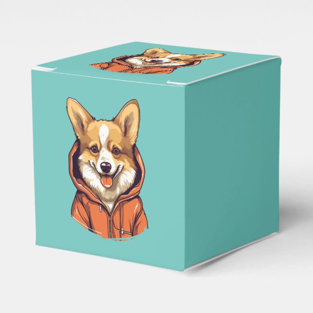 Rolig Corgi som bär Hoodie Presentaskar (Framsidan Sidan)