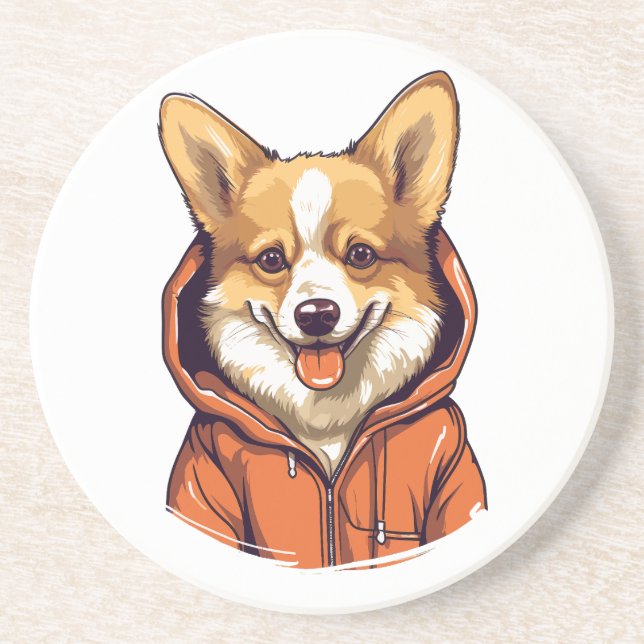 Rolig Corgi som bär Hoodie Underlägg (Framsidan)