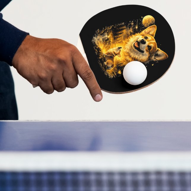 Rolig Corgi som ylar mot månen Pingisracket (Insitu)