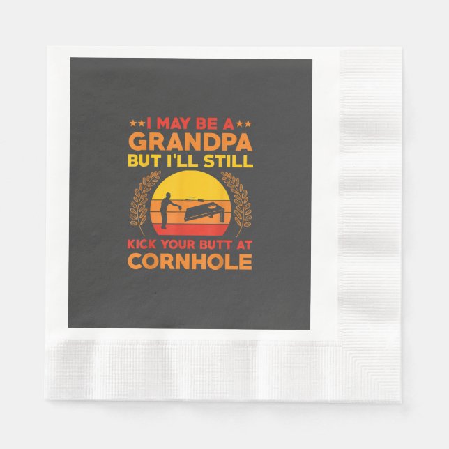 Rolig Cornhole Farfar Outfit Säck Kast Pappersservett (Framsidan)
