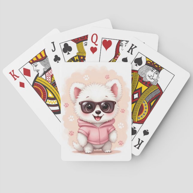 Rolig Coton de Tulear Kawaii Hund Casinokort (Baksidan)