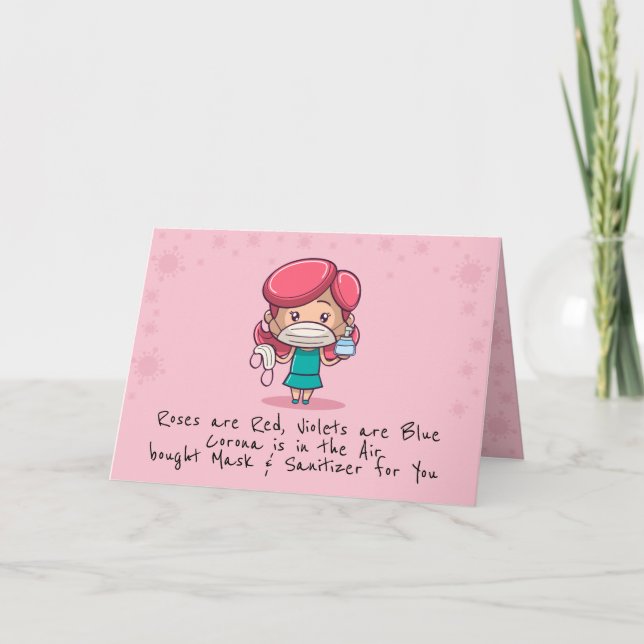 Rolig COVID Alla hjärtans dags vikt gratulationsko Kort (Framsida)