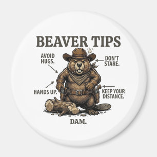 Rolig Cowboy Bäver Tips Vilda Västern Vintage  Magnet