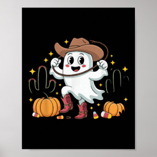 Rolig Cowboy Halloween Spöke Västerländsk Höst För Poster