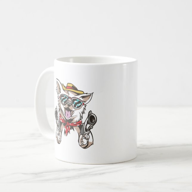 Rolig Cowboy Hund Kaffemugg (Framsida vänster)