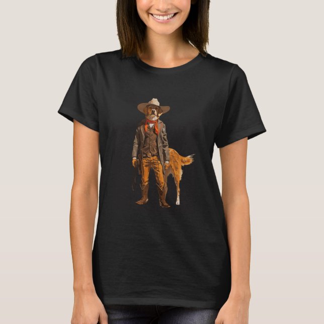 Rolig Cowboy Hundälskare T Shirt (Framsida)