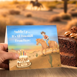 Rolig Cowboy på Häst Födelsedag Kort