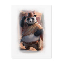Rolig Cowboy Panda på en Vit