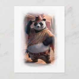 Rolig Cowboy Panda på en Vit Helg Vykort