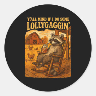 Rolig Cowboy Raccoon, Har Ni Något Emot Om Jag Gör Runt Klistermärke