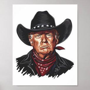 Rolig Cowboy Western Donald Trump Oss Flagg 2024 E Poster