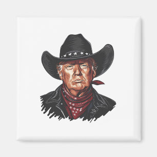 Rolig Cowboy Western Donald Trump Us Flagga 2024 V Magnet