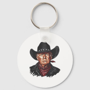 Rolig Cowboy Western Donald Trump Us Flagga 2024 V Nyckelring