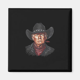Rolig Cowboy Western Donald Trump Usa Flagga Val Magnet