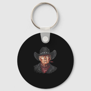 Rolig Cowboy Western Donald Trump Usa Flagga Val Nyckelring