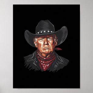 Rolig Cowboy Western Donald Trump Usa Flagga Val Poster