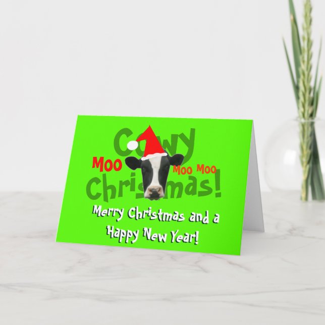 Rolig Cowy julSanta ko Helgkort (Framsida)
