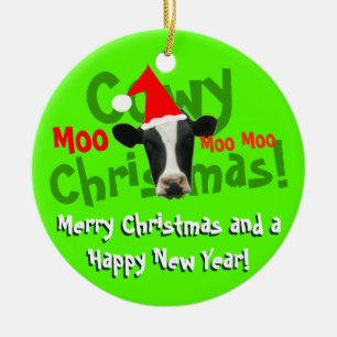 Rolig Cowy julSanta ko Julgransprydnad Keramik