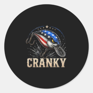 Rolig crankig usa flagga crankbait patriotisk fisk runt klistermärke