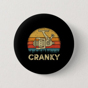 Rolig Cranky Fiskespöre Pun Shirt Humor Fiskare Knapp