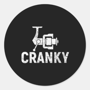 Rolig Cranky Fiskespöre Pun Shirt Humor Fiskare Runt Klistermärke