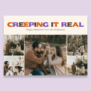 Rolig Creeping It Real Halloween Foto Högtid  Julkort