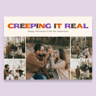Rolig Creeping It Real Halloween Foto Högtid  Julkort