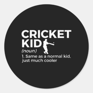 Rolig Cricket Kid Definition Runt Klistermärke