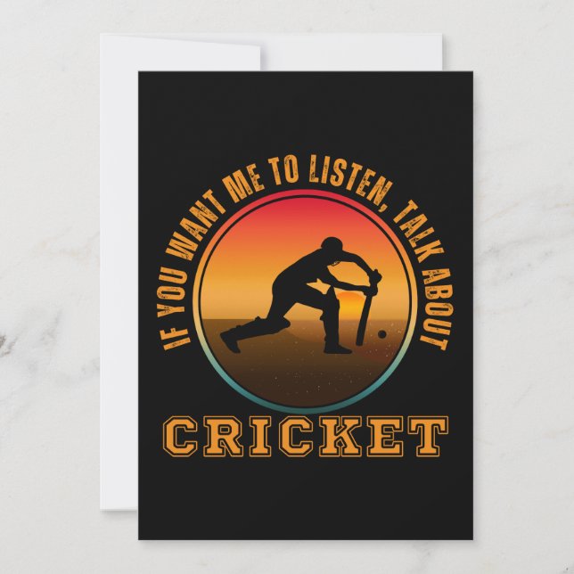 Rolig Cricketsägelse Vintage Silhuett Spelare  Inbjudningar (Framsida)