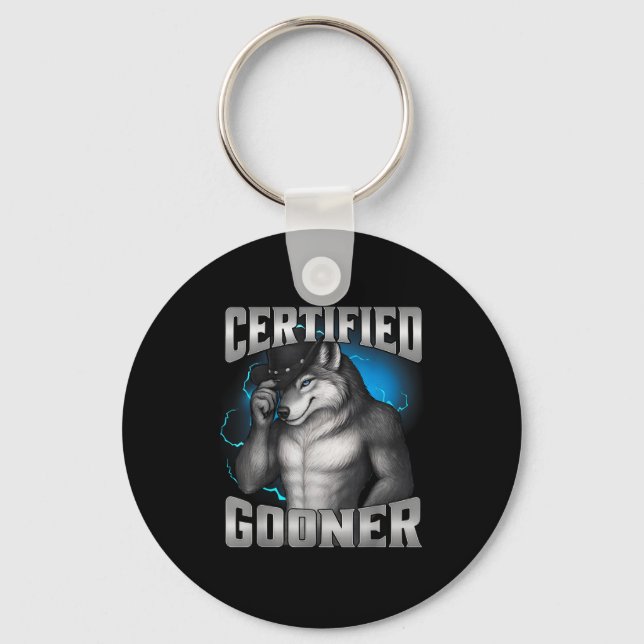 Rolig Cringe Sigma Varg Certifierad Gooner Nyckelring (Framsida)