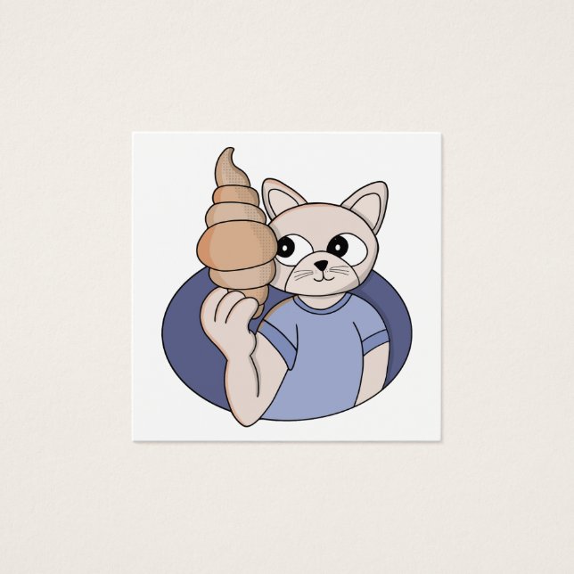 Rolig croissant katt fyrkantigt visitkort (Framsida)